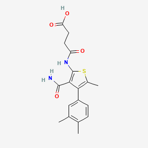 molecular formula C18H20N2O4S B4752239 4-{[3-(aminocarbonyl)-4-(3,4-dimethylphenyl)-5-methyl-2-thienyl]amino}-4-oxobutanoic acid 
