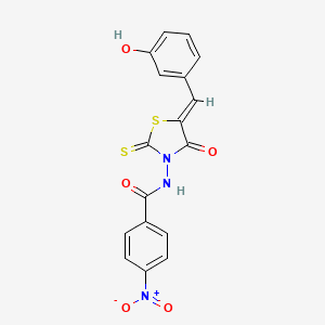 molecular formula C17H11N3O5S2 B4752257 N-[5-(3-hydroxybenzylidene)-4-oxo-2-thioxo-1,3-thiazolidin-3-yl]-4-nitrobenzamide 