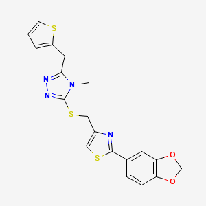 molecular formula C19H16N4O2S3 B4752270 3-({[2-(1,3-benzodioxol-5-yl)-1,3-thiazol-4-yl]methyl}thio)-4-methyl-5-(2-thienylmethyl)-4H-1,2,4-triazole 