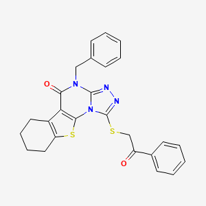 molecular formula C26H22N4O2S2 B4752272 4-benzyl-1-[(2-oxo-2-phenylethyl)thio]-6,7,8,9-tetrahydro[1]benzothieno[3,2-e][1,2,4]triazolo[4,3-a]pyrimidin-5(4H)-one 