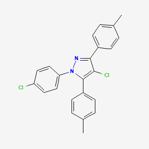 molecular formula C23H18Cl2N2 B4752282 4-chloro-1-(4-chlorophenyl)-3,5-bis(4-methylphenyl)-1H-pyrazole 