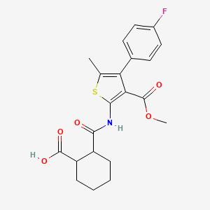 molecular formula C21H22FNO5S B4752308 2-({[4-(4-fluorophenyl)-3-(methoxycarbonyl)-5-methyl-2-thienyl]amino}carbonyl)cyclohexanecarboxylic acid 