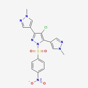 molecular formula C17H14ClN7O4S B4752320 4'-chloro-1,1''-dimethyl-1'-[(4-nitrophenyl)sulfonyl]-1H,1'H,1''H-4,3':5',4''-terpyrazole 
