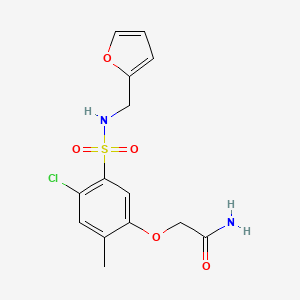 molecular formula C14H15ClN2O5S B4752348 2-(4-chloro-5-{[(2-furylmethyl)amino]sulfonyl}-2-methylphenoxy)acetamide 
