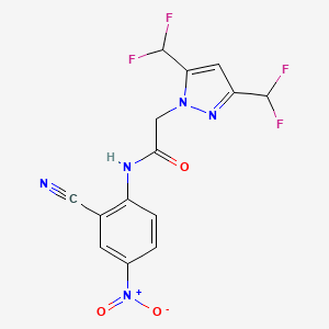 molecular formula C14H9F4N5O3 B4752355 2-[3,5-bis(difluoromethyl)-1H-pyrazol-1-yl]-N-(2-cyano-4-nitrophenyl)acetamide 