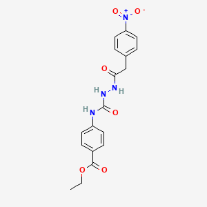 molecular formula C18H18N4O6 B4752387 ethyl 4-[({2-[(4-nitrophenyl)acetyl]hydrazino}carbonyl)amino]benzoate 