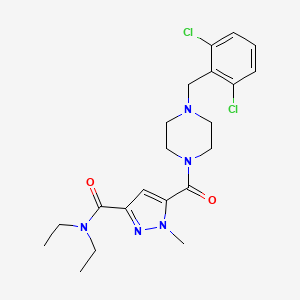 molecular formula C21H27Cl2N5O2 B4752407 5-{[4-(2,6-dichlorobenzyl)-1-piperazinyl]carbonyl}-N,N-diethyl-1-methyl-1H-pyrazole-3-carboxamide 
