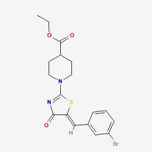 molecular formula C18H19BrN2O3S B4752455 ethyl 1-[5-(3-bromobenzylidene)-4-oxo-4,5-dihydro-1,3-thiazol-2-yl]-4-piperidinecarboxylate 