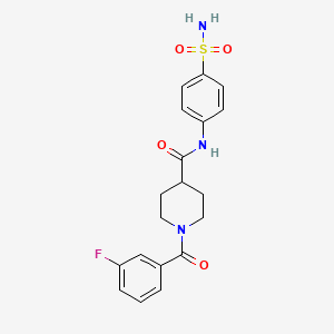 molecular formula C19H20FN3O4S B4752460 N-[4-(aminosulfonyl)phenyl]-1-(3-fluorobenzoyl)-4-piperidinecarboxamide 