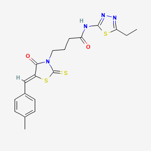 molecular formula C19H20N4O2S3 B4752492 N-(5-ethyl-1,3,4-thiadiazol-2-yl)-4-[5-(4-methylbenzylidene)-4-oxo-2-thioxo-1,3-thiazolidin-3-yl]butanamide 