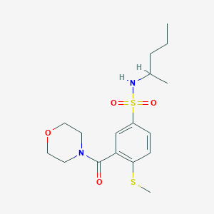 molecular formula C17H26N2O4S2 B4752494 N-(1-methylbutyl)-4-(methylthio)-3-(4-morpholinylcarbonyl)benzenesulfonamide 