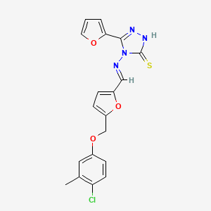 molecular formula C19H15ClN4O3S B4752500 4-[({5-[(4-chloro-3-methylphenoxy)methyl]-2-furyl}methylene)amino]-5-(2-furyl)-4H-1,2,4-triazole-3-thiol 