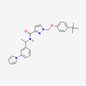 molecular formula C27H30N4O2 B4752504 1-[(4-tert-butylphenoxy)methyl]-N-{1-[3-(1H-pyrrol-1-yl)phenyl]ethyl}-1H-pyrazole-3-carboxamide 