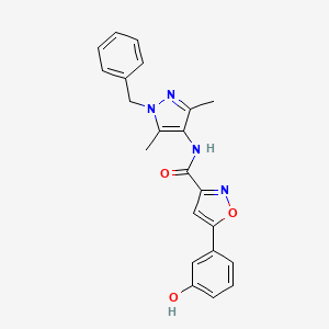molecular formula C22H20N4O3 B4752507 N-(1-benzyl-3,5-dimethyl-1H-pyrazol-4-yl)-5-(3-hydroxyphenyl)-3-isoxazolecarboxamide 