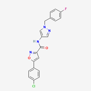 molecular formula C20H14ClFN4O2 B4752546 5-(4-chlorophenyl)-N-[1-(4-fluorobenzyl)-1H-pyrazol-4-yl]-3-isoxazolecarboxamide 