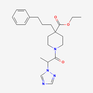 molecular formula C22H30N4O3 B4752552 ethyl 4-(3-phenylpropyl)-1-[2-(1H-1,2,4-triazol-1-yl)propanoyl]-4-piperidinecarboxylate 