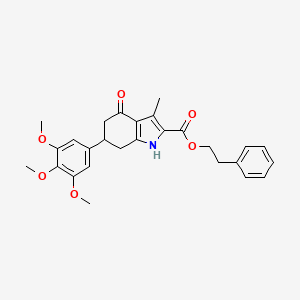 2-phenylethyl 3-methyl-4-oxo-6-(3,4,5-trimethoxyphenyl)-4,5,6,7-tetrahydro-1H-indole-2-carboxylate