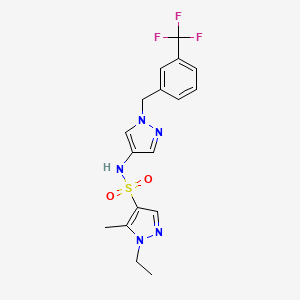 molecular formula C17H18F3N5O2S B4752655 1-ethyl-5-methyl-N-{1-[3-(trifluoromethyl)benzyl]-1H-pyrazol-4-yl}-1H-pyrazole-4-sulfonamide 