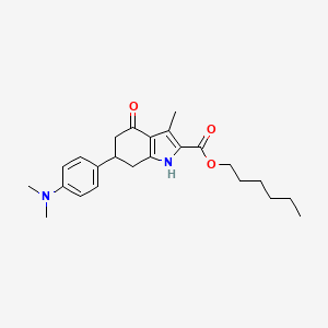 hexyl 6-[4-(dimethylamino)phenyl]-3-methyl-4-oxo-4,5,6,7-tetrahydro-1H-indole-2-carboxylate