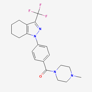 molecular formula C20H23F3N4O B4752679 1-{4-[(4-methyl-1-piperazinyl)carbonyl]phenyl}-3-(trifluoromethyl)-4,5,6,7-tetrahydro-1H-indazole 