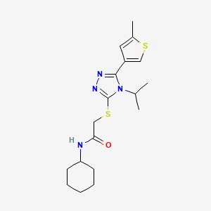 molecular formula C18H26N4OS2 B4752695 N-cyclohexyl-2-{[4-isopropyl-5-(5-methyl-3-thienyl)-4H-1,2,4-triazol-3-yl]thio}acetamide 