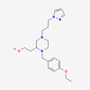 molecular formula C21H32N4O2 B4752718 2-{1-(4-ethoxybenzyl)-4-[3-(1H-pyrazol-1-yl)propyl]-2-piperazinyl}ethanol 