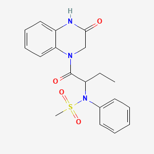 molecular formula C19H21N3O4S B4752729 N-{1-[(3-oxo-3,4-dihydro-1(2H)-quinoxalinyl)carbonyl]propyl}-N-phenylmethanesulfonamide 
