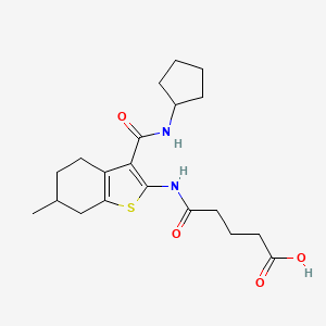 molecular formula C20H28N2O4S B4752795 5-({3-[(cyclopentylamino)carbonyl]-6-methyl-4,5,6,7-tetrahydro-1-benzothien-2-yl}amino)-5-oxopentanoic acid 