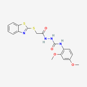 molecular formula C18H18N4O4S2 B4752856 2-[(1,3-benzothiazol-2-ylthio)acetyl]-N-(2,4-dimethoxyphenyl)hydrazinecarboxamide 