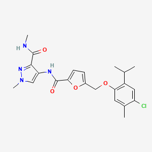 molecular formula C22H25ClN4O4 B4752926 4-({5-[(4-chloro-2-isopropyl-5-methylphenoxy)methyl]-2-furoyl}amino)-N,1-dimethyl-1H-pyrazole-3-carboxamide 