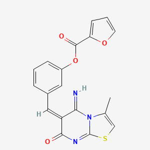 molecular formula C19H13N3O4S B4752954 3-[(5-imino-3-methyl-7-oxo-5H-[1,3]thiazolo[3,2-a]pyrimidin-6(7H)-ylidene)methyl]phenyl 2-furoate 