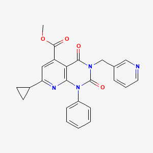 molecular formula C24H20N4O4 B4752971 methyl 7-cyclopropyl-2,4-dioxo-1-phenyl-3-(3-pyridinylmethyl)-1,2,3,4-tetrahydropyrido[2,3-d]pyrimidine-5-carboxylate 