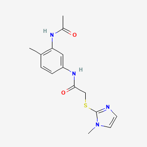 molecular formula C15H18N4O2S B4752985 N-[3-(acetylamino)-4-methylphenyl]-2-[(1-methyl-1H-imidazol-2-yl)thio]acetamide 