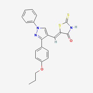 molecular formula C22H19N3O2S2 B4753020 5-{[1-phenyl-3-(4-propoxyphenyl)-1H-pyrazol-4-yl]methylene}-2-thioxo-1,3-thiazolidin-4-one 