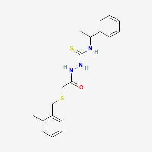 molecular formula C19H23N3OS2 B4753024 2-{[(2-methylbenzyl)thio]acetyl}-N-(1-phenylethyl)hydrazinecarbothioamide 