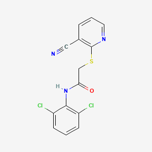 2-[(3-cyano-2-pyridinyl)thio]-N-(2,6-dichlorophenyl)acetamide