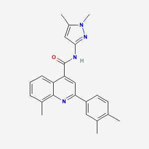 molecular formula C24H24N4O B4753044 2-(3,4-dimethylphenyl)-N-(1,5-dimethyl-1H-pyrazol-3-yl)-8-methyl-4-quinolinecarboxamide 