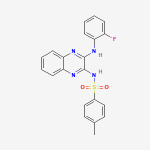 molecular formula C21H17FN4O2S B4753052 N-{3-[(2-fluorophenyl)amino]-2-quinoxalinyl}-4-methylbenzenesulfonamide 