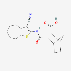 3-{[(3-cyano-5,6,7,8-tetrahydro-4H-cyclohepta[b]thien-2-yl)amino]carbonyl}bicyclo[2.2.1]heptane-2-carboxylic acid