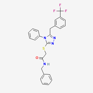 molecular formula C25H21F3N4OS B4753077 N-benzyl-2-({4-phenyl-5-[3-(trifluoromethyl)benzyl]-4H-1,2,4-triazol-3-yl}thio)acetamide 