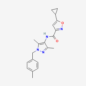 molecular formula C20H22N4O2 B4753093 5-cyclopropyl-N-[3,5-dimethyl-1-(4-methylbenzyl)-1H-pyrazol-4-yl]-3-isoxazolecarboxamide 