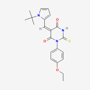 molecular formula C21H23N3O3S B4753101 5-[(1-tert-butyl-1H-pyrrol-2-yl)methylene]-1-(4-ethoxyphenyl)-2-thioxodihydro-4,6(1H,5H)-pyrimidinedione 