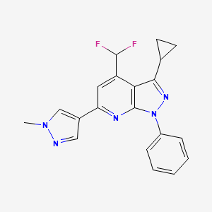 molecular formula C20H17F2N5 B4753102 3-cyclopropyl-4-(difluoromethyl)-6-(1-methyl-1H-pyrazol-4-yl)-1-phenyl-1H-pyrazolo[3,4-b]pyridine 