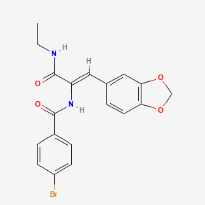 molecular formula C19H17BrN2O4 B4753112 N-{2-(1,3-benzodioxol-5-yl)-1-[(ethylamino)carbonyl]vinyl}-4-bromobenzamide 