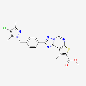molecular formula C22H19ClN6O2S B4753132 methyl 2-{4-[(4-chloro-3,5-dimethyl-1H-pyrazol-1-yl)methyl]phenyl}-9-methylthieno[3,2-e][1,2,4]triazolo[1,5-c]pyrimidine-8-carboxylate 