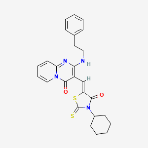 molecular formula C26H26N4O2S2 B4753146 3-[(3-cyclohexyl-4-oxo-2-thioxo-1,3-thiazolidin-5-ylidene)methyl]-2-[(2-phenylethyl)amino]-4H-pyrido[1,2-a]pyrimidin-4-one 