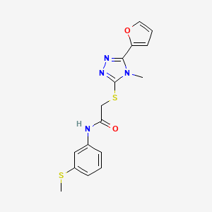 molecular formula C16H16N4O2S2 B4753168 2-{[5-(2-furyl)-4-methyl-4H-1,2,4-triazol-3-yl]thio}-N-[3-(methylthio)phenyl]acetamide 
