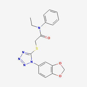 molecular formula C18H17N5O3S B4753196 2-{[1-(1,3-benzodioxol-5-yl)-1H-tetrazol-5-yl]thio}-N-ethyl-N-phenylacetamide 