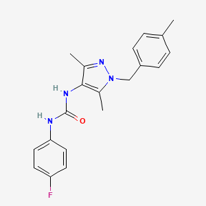 molecular formula C20H21FN4O B4753207 N-[3,5-dimethyl-1-(4-methylbenzyl)-1H-pyrazol-4-yl]-N'-(4-fluorophenyl)urea 