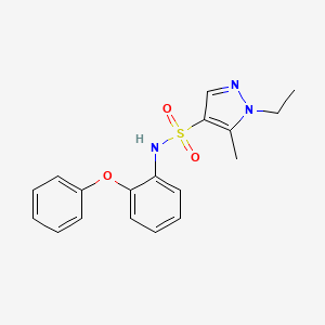 molecular formula C18H19N3O3S B4753230 1-ethyl-5-methyl-N-(2-phenoxyphenyl)-1H-pyrazole-4-sulfonamide 